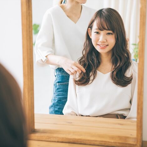 パーマの仕上がり確認